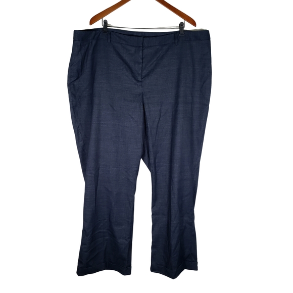 Lane Bryant Pants - Lane Bryant Deep Blue Chambray Cuffed Wide Leg Trousers Size 26